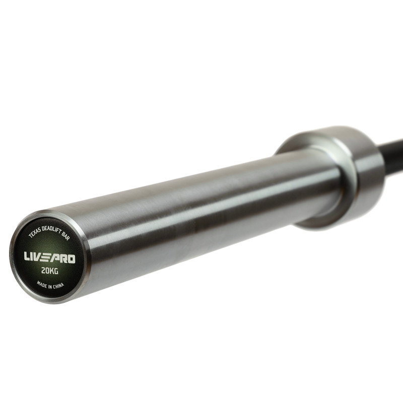 Гриф прямий для станової тяги хромований Олімпійський Texas Deadlift Bar LiveUp LP8371 довжина 2,3 м гриф ø50мм хром-чорний
