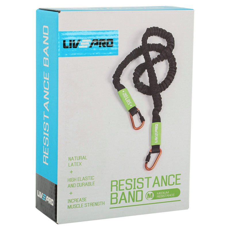 Еспандер трубчастий із карабіном у захисному рукаві RESISTANCE TUBE LiveUp LP8401-M ​​навантаження середнє