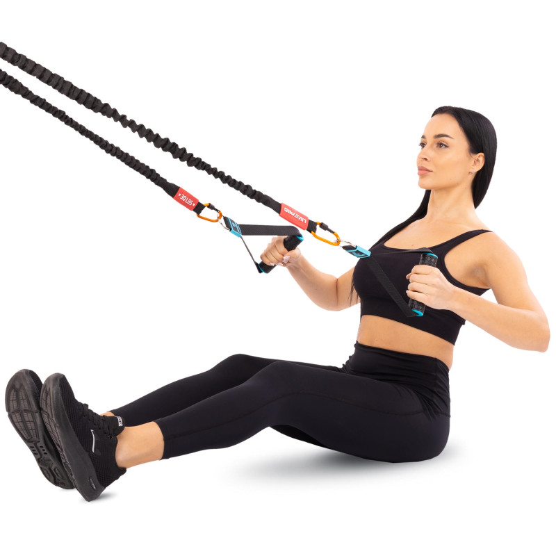 Еспандер трубчастий із карабіном у захисному рукаві RESISTANCE TUBE LiveUp LP8401-S навантаження низьке