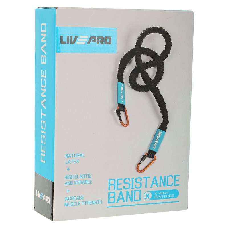 Еспандер трубчастий із карабіном у захисному рукаві RESISTANCE TUBE LiveUp LP8401-XL навантаження дуже високе