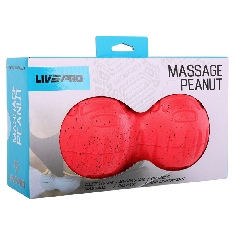 М'яч масажний подвійний для МФР та самомасажу Duoball LivePRO Peanut massage ball LP8509 ø19,4см червоний
