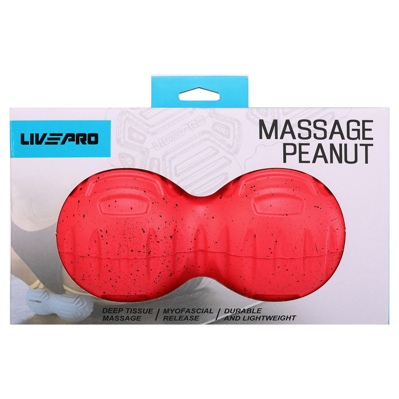 М'яч масажний подвійний для МФР та самомасажу Duoball LivePRO Peanut massage ball LP8509 ø19,4см червоний