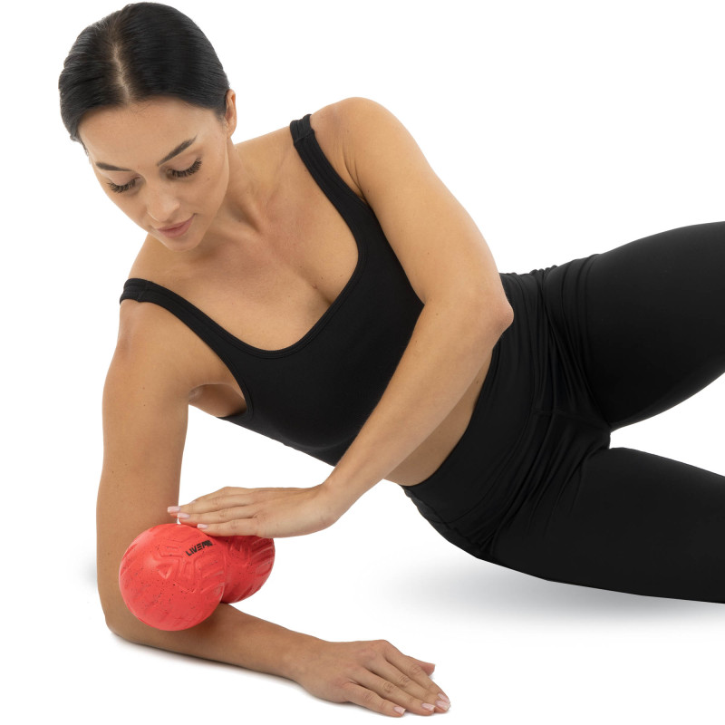 М'яч масажний подвійний для МФР та самомасажу Duoball LivePRO Peanut massage ball LP8509 ø19,4см червоний