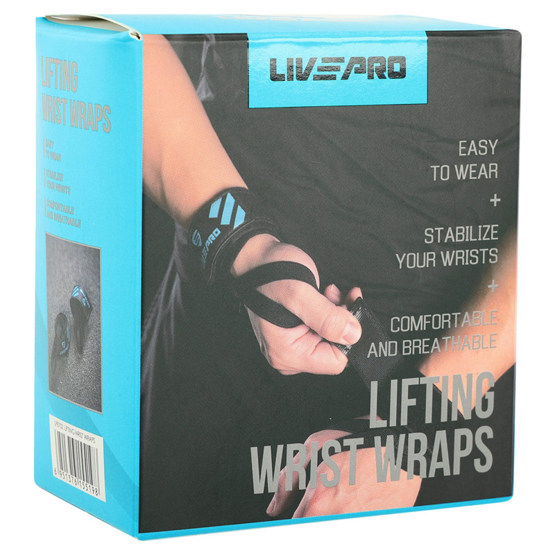 Бинти кистьові для жиму LIFTING WRIST WRAPS LiveUp LP8702 2шт чорний-синій