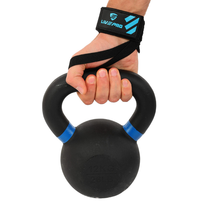 Бинти кистьові для жиму LIFTING WRIST WRAPS LiveUp LP8702 2шт чорний-синій