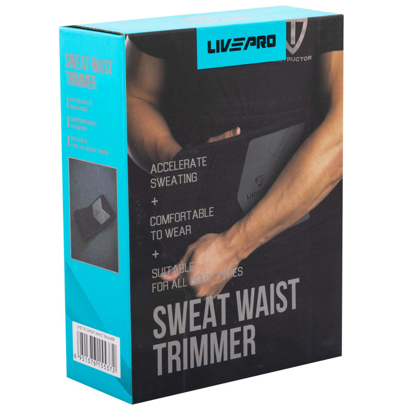 Пояс для тренажерного залу та схуднення SWEAT WAIST TRIMMER LiveUp LP8718 розмір 125x19,5x0,5см чорний-сірий
