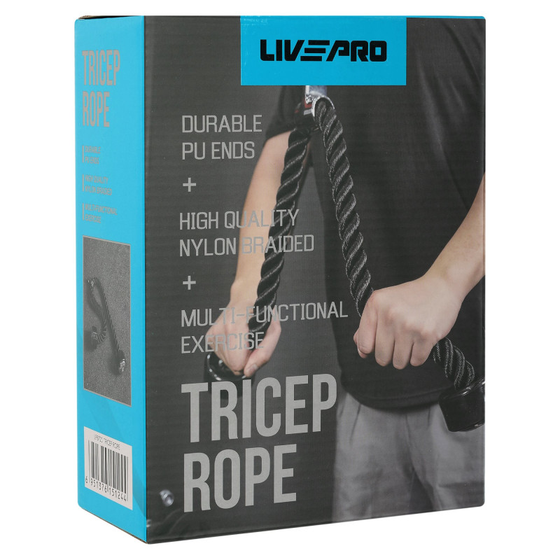 Канат гнучка тяга для трицепса із подвійним хватом LiveUp LP8720 довжина 70см чорний