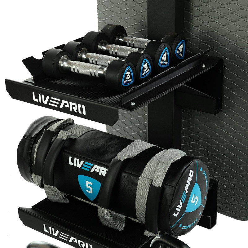 Стелаж модульний для інвентаря кросфіт STORAGE RACK LiveUp LP8875 розмір-55x60x180см чорний