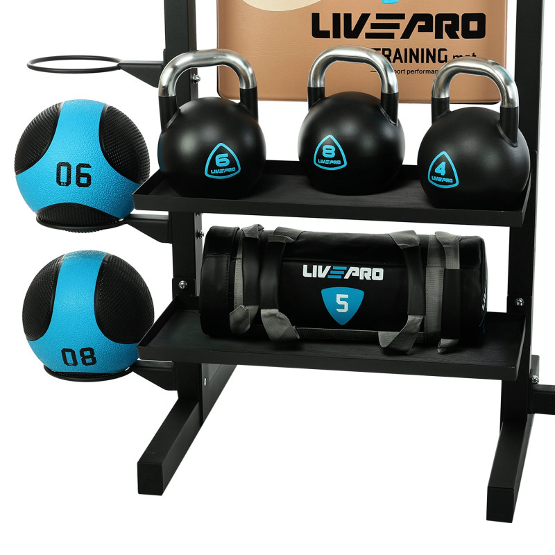 Стелаж модульний для інвентаря кросфіт STORAGE RACK LiveUp LP8897 розмір-156,5x76,6x197,4см чорний