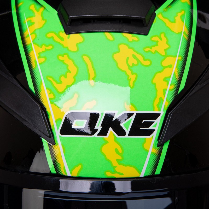 Мотошолом інтеграл (full face) QKE M-3832 M-XL чорний-салатовий