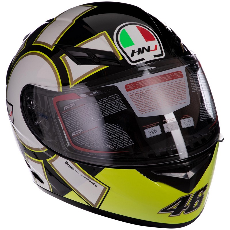 Мотошолом інтеграл (full face) HNJ M-601-6 L-XL чорний-жовтий