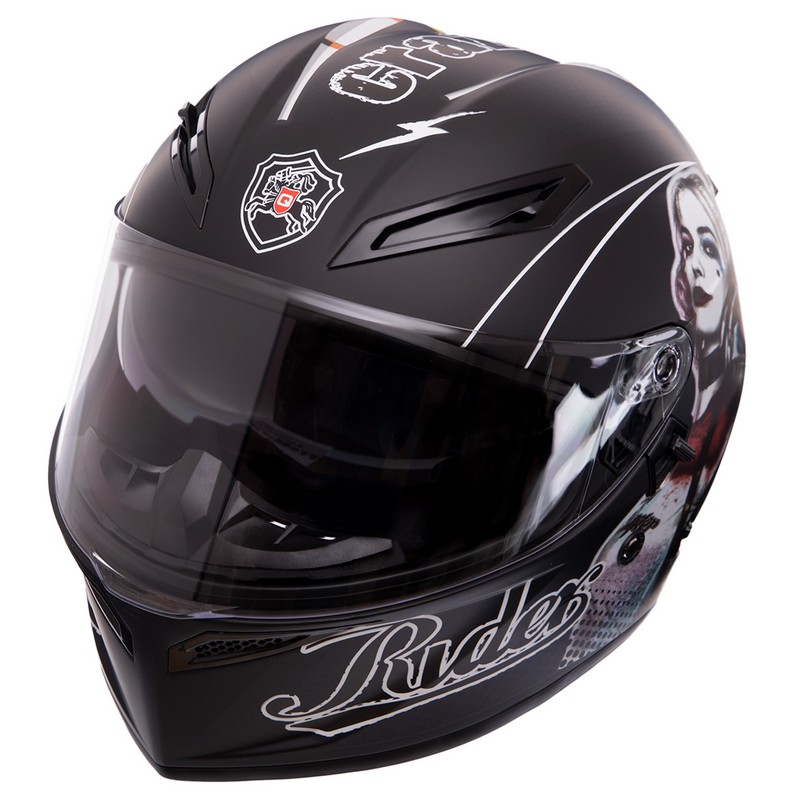 Мотошолом інтеграл (full face) QKE HARLEY QUINN Rider Crazy Girl M-9545 M-XL чорний-білий