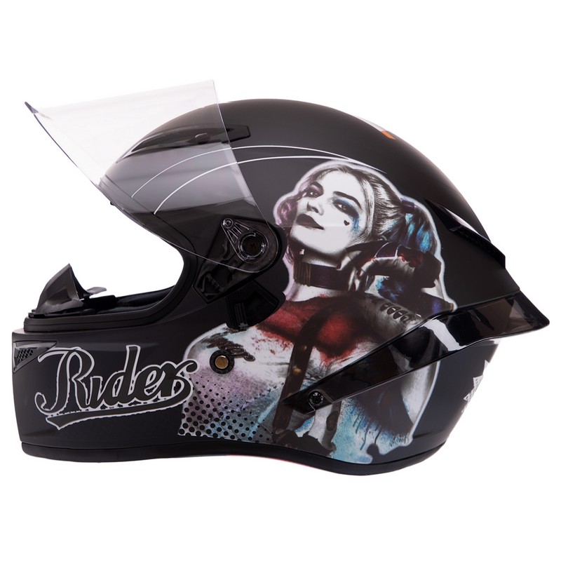 Мотошолом інтеграл (full face) QKE HARLEY QUINN Rider Crazy Girl M-9545 M-XL чорний-білий