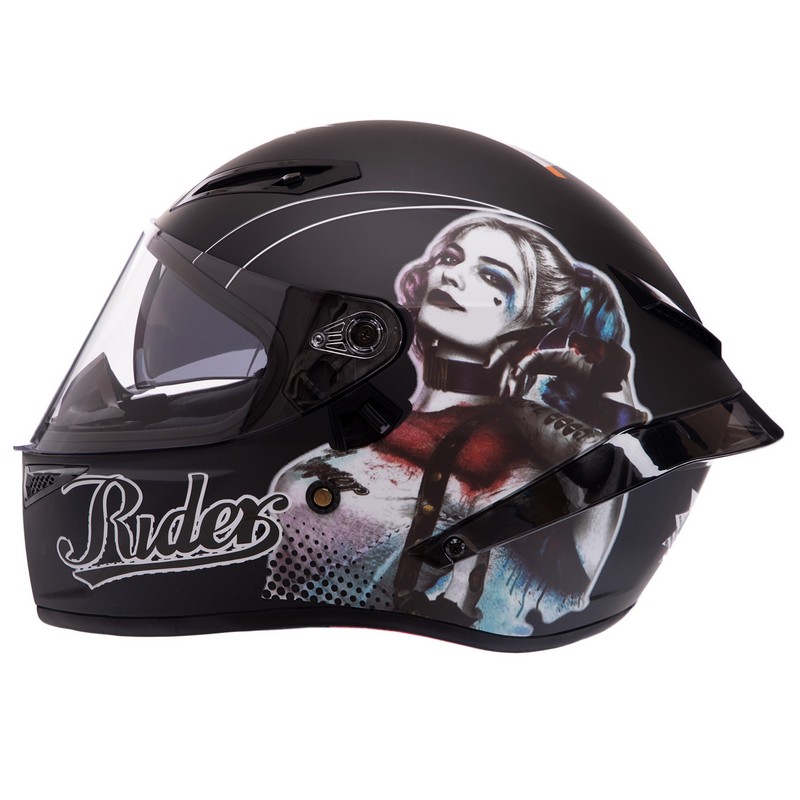 Мотошолом інтеграл (full face) QKE HARLEY QUINN Rider Crazy Girl M-9545 M-XL чорний-білий