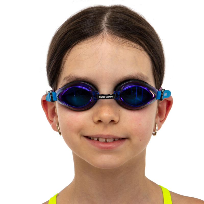 Окуляри для плавання юніорські райдужні лінзи MadWave AQUA RAINBOW JUNIOR M041505 синій