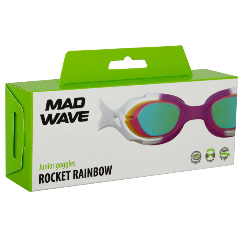 Окуляри для плавання юніорські райдужні лінзи MadWave ROCKET RAINBOW JUNIOR M043009 кольори в асортименті