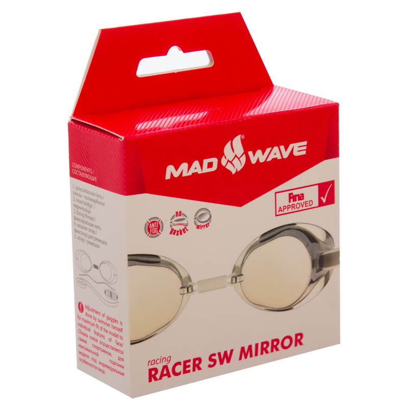 Окуляри для плавання стартові дзеркальні лінзи MadWave RACER SW MIRROR M045502 кольори в асортименті