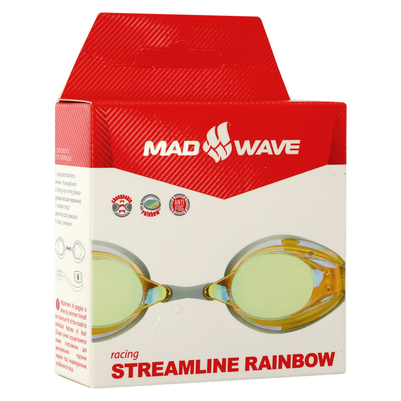 Окуляри для плавання стартові райдужні лінзи MadWave STREAMLINE Rainbow M045703 кольори в асортименті