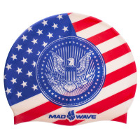 Шапочка для плавання силіконова для дорослих MadWave USA M055303000W синій-червоний