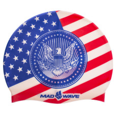 Шапочка для плавання силіконова для дорослих MadWave USA M055303000W синій-червоний