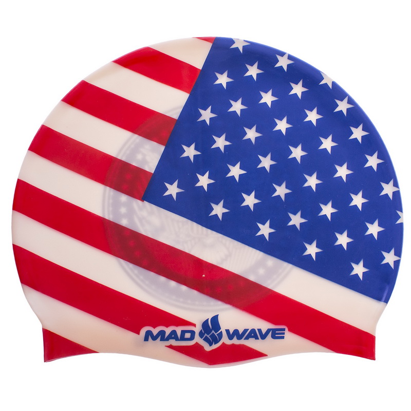Шапочка для плавання силіконова для дорослих MadWave USA M055303000W синій-червоний