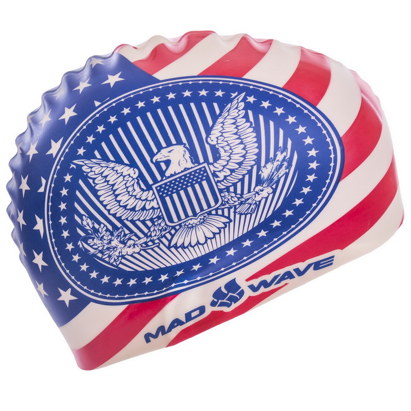 Шапочка для плавання силіконова для дорослих MadWave USA M055303000W синій-червоний
