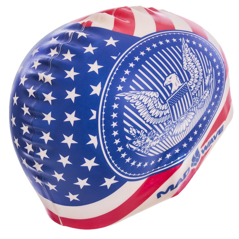 Шапочка для плавання силіконова для дорослих MadWave USA M055303000W синій-червоний