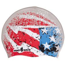 Шапочка для плавання силіконова для дорослих MadWave USA M055303001W синій-червоний