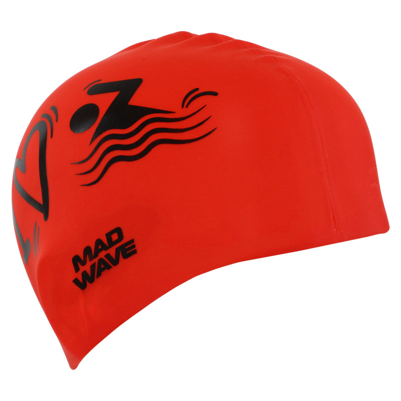 Шапочка для плавання силіконова для дорослих MadWave LOVE SWIMMIMG M055320 червоний