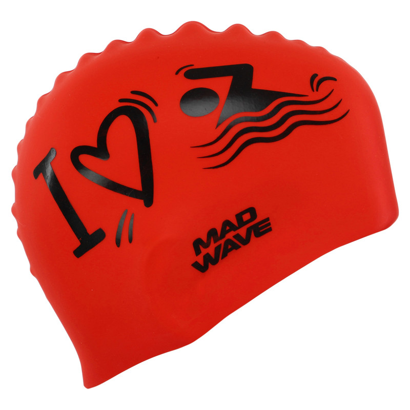 Шапочка для плавання силіконова для дорослих MadWave LOVE SWIMMIMG M055320 червоний
