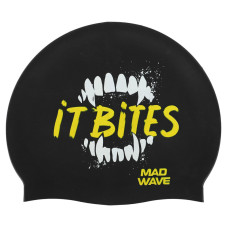 Шапочка для плавання силіконова для дорослих MadWave IT BITES M055322 чорний