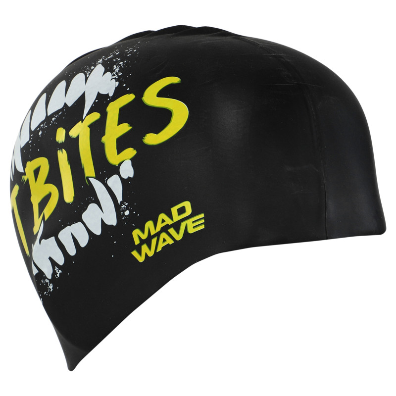 Шапочка для плавання силіконова для дорослих MadWave IT BITES M055322 чорний