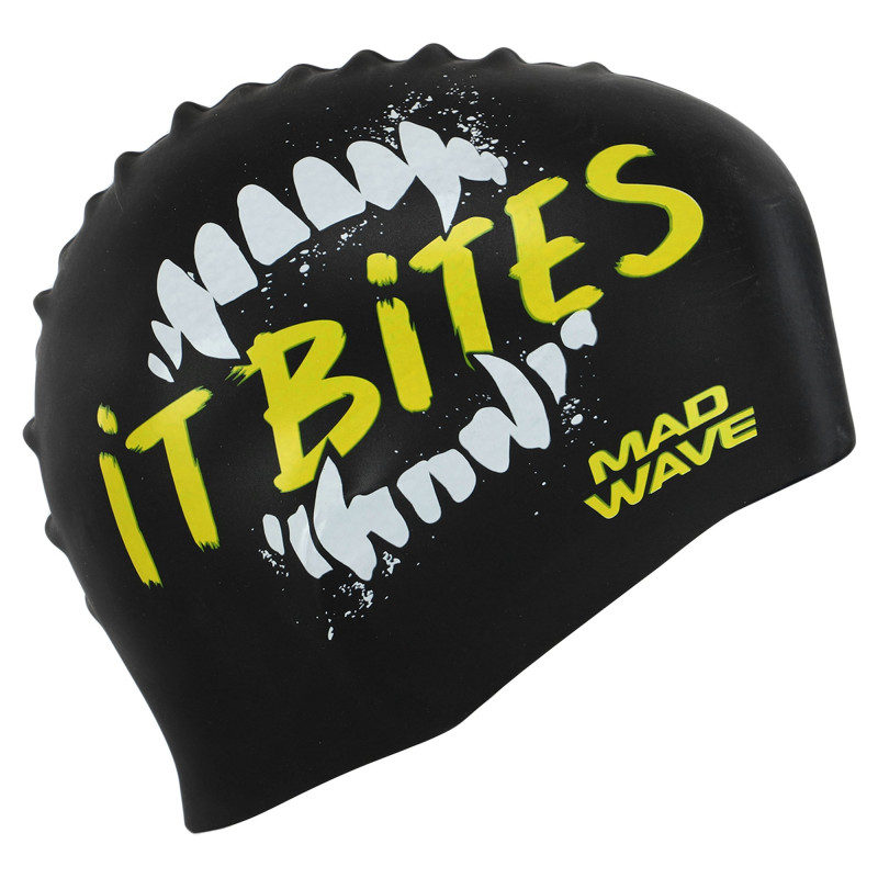 Шапочка для плавання силіконова для дорослих MadWave IT BITES M055322 чорний
