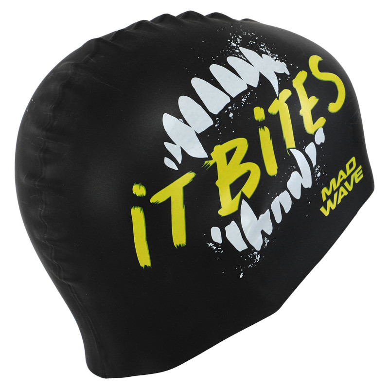 Шапочка для плавання силіконова для дорослих MadWave IT BITES M055322 чорний