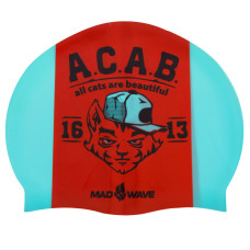 Шапочка для плавання силіконова для дорослих MadWave A.C.A.B. M055823000W бірюзовий-помаранчевий