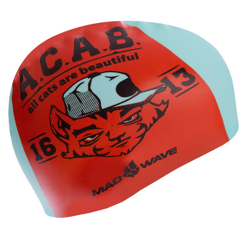 Шапочка для плавання силіконова для дорослих MadWave A.C.A.B. M055823000W бірюзовий-помаранчевий