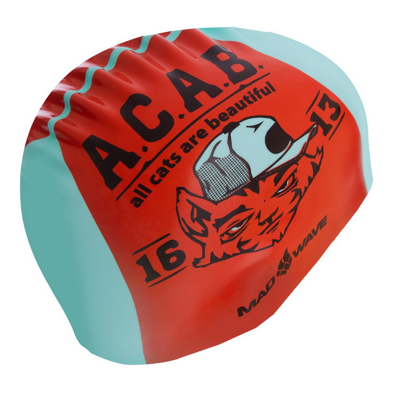 Шапочка для плавання силіконова для дорослих MadWave A.C.A.B. M055823000W бірюзовий-помаранчевий