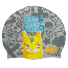Шапочка для плавання силіконова юніорська MadWave Junior SUPER HERO M057003 сріблий