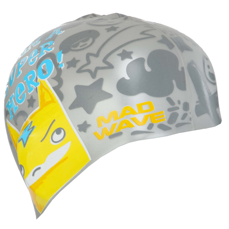 Шапочка для плавання силіконова юніорська MadWave Junior SUPER HERO M057003 сріблий