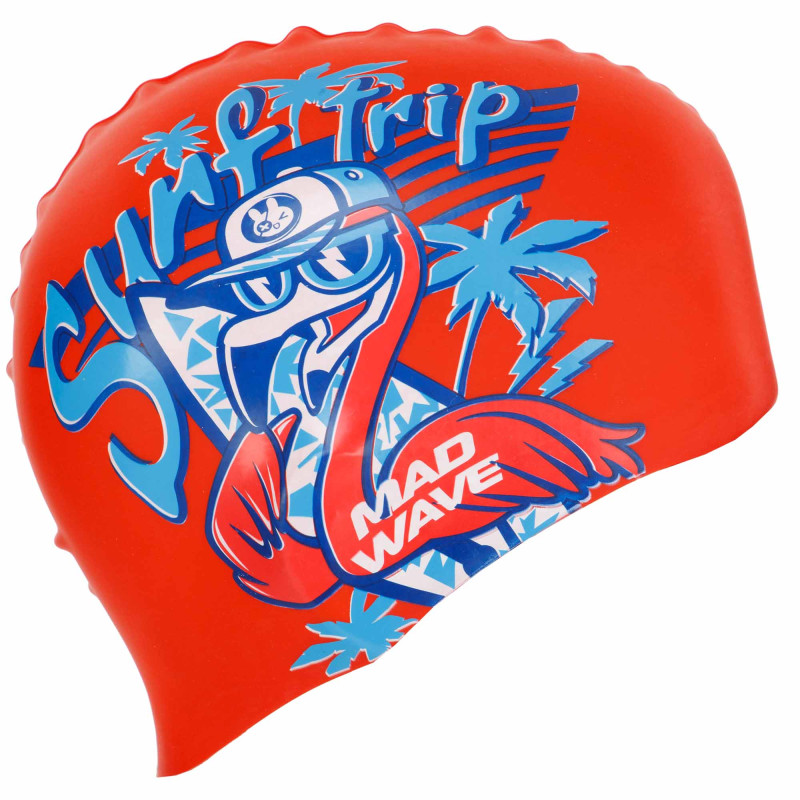 Шапочка для плавання силіконова юніорська MadWave Junior FLAMINGO M057206 червоний