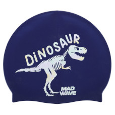 Шапочка для плавання силіконова юніорська MadWave Junior DINOSAUR M057307 темно-синій