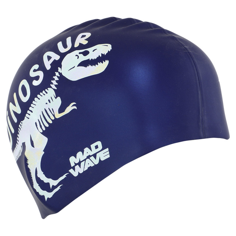 Шапочка для плавання силіконова юніорська MadWave Junior DINOSAUR M057307 темно-синій