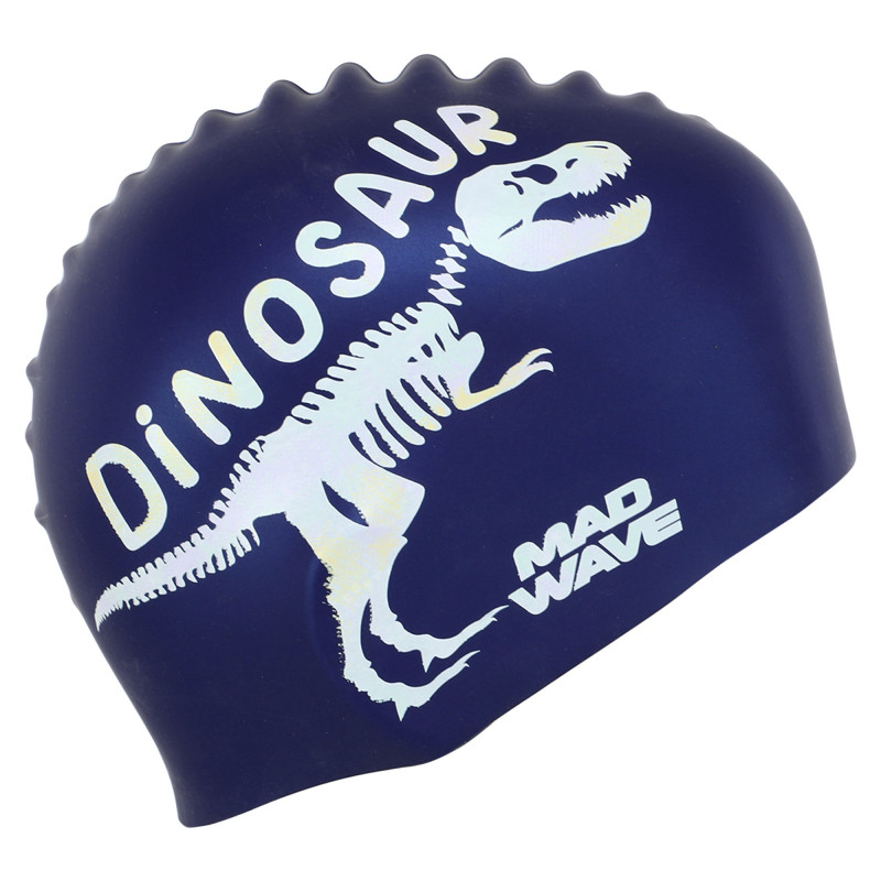 Шапочка для плавання силіконова юніорська MadWave Junior DINOSAUR M057307 темно-синій