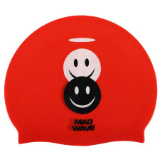 Шапочка для плавання силіконова юніорська MadWave Junior EMOJI M057308 червоний