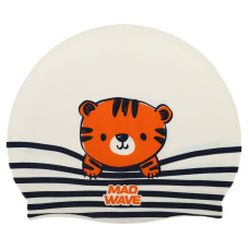 Шапочка для плавання силіконова юніорська MadWave Junior TIGER M057315 білий