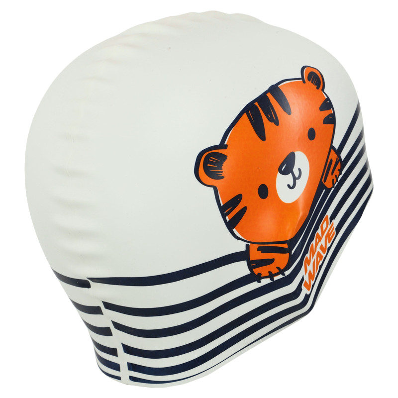 Шапочка для плавання силіконова юніорська MadWave Junior TIGER M057315 білий