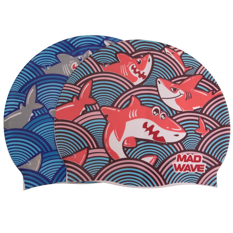 Шапочка для плавання силіконова юніорська MadWave Junior SHARKY M057911 кольори в асортименті