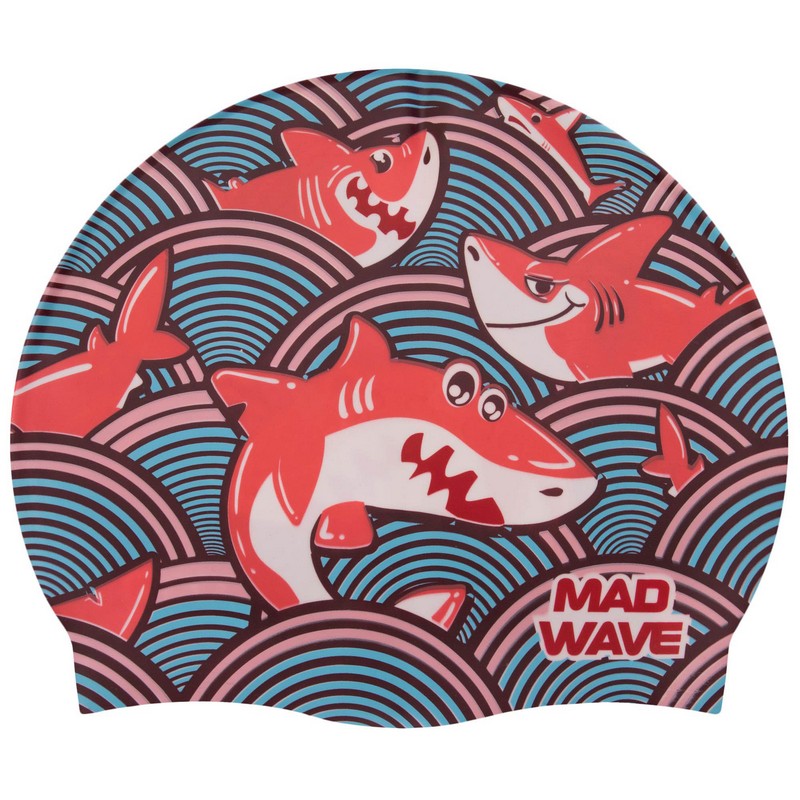 Шапочка для плавання силіконова юніорська MadWave Junior SHARKY M057911 кольори в асортименті