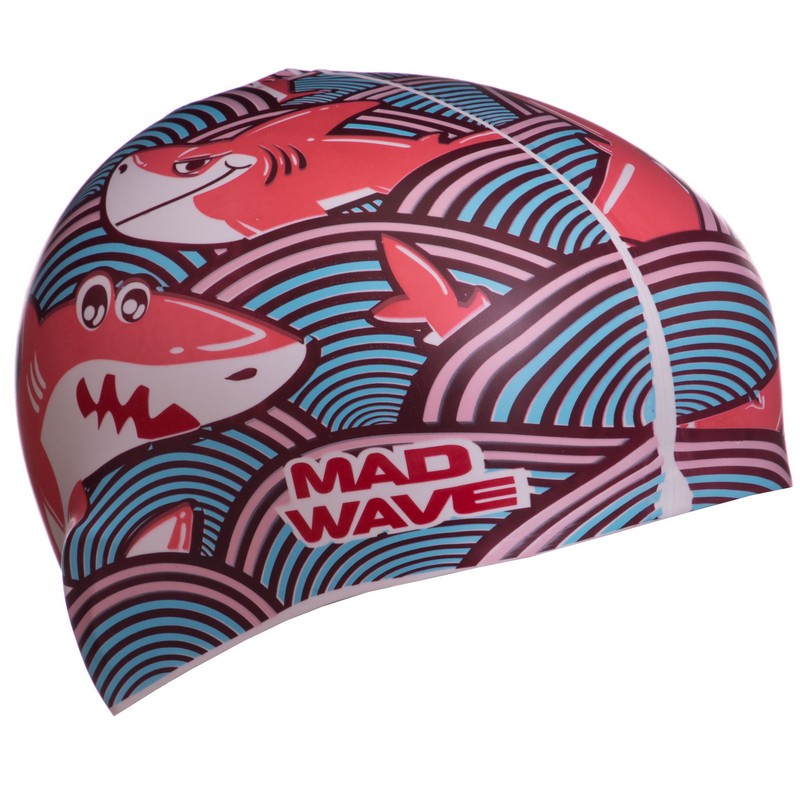 Шапочка для плавання силіконова юніорська MadWave Junior SHARKY M057911 кольори в асортименті