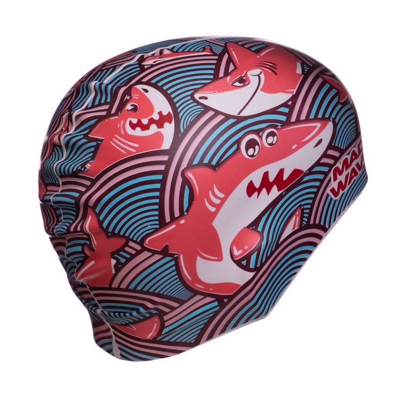 Шапочка для плавання силіконова юніорська MadWave Junior SHARKY M057911 кольори в асортименті